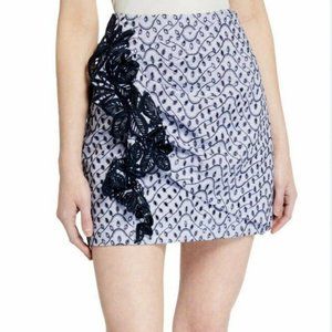 Derek Lam 10 Crosby Embroidered Blue Mini Skirt